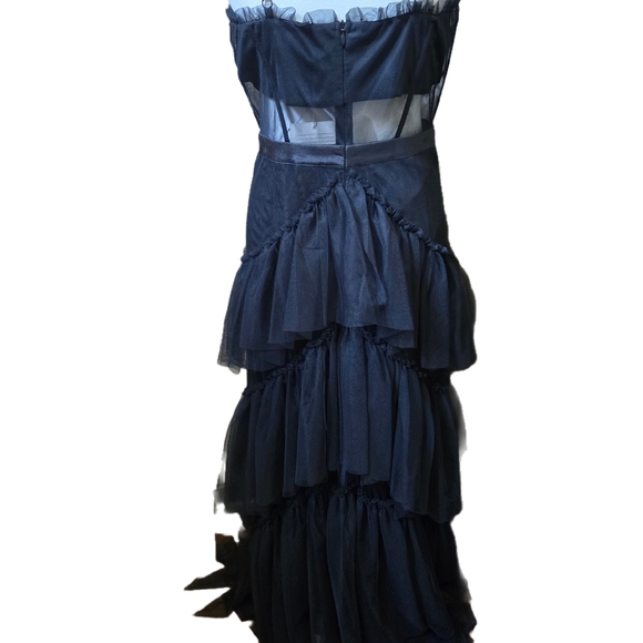 Black tiered Maxidress with Spaghetti Straps - Picture 2 of 4